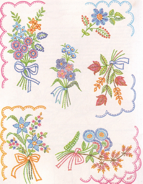 вышивка цветов стебельчатым швом