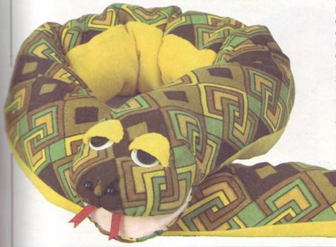 игрушка-подушка желто-пестрая змея