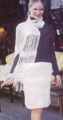Ажурные юбка и шарф, связанные крючком